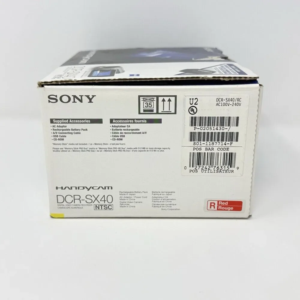 Sony DCR-SX40 Handycam 4GB Digital Camcorder Red Tested Box Battery Charger